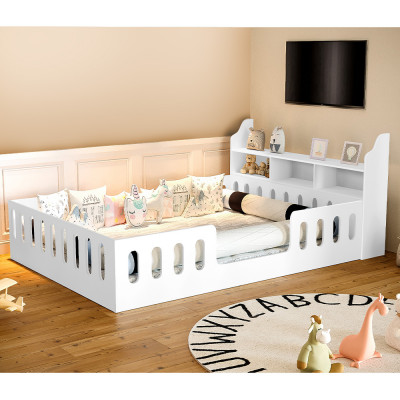 Cama Casal Design Montessoriana Helo Com Nicho Branco - Divaloto Móveis