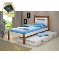 Beliche Montessoriana Design Infantil Eloa Solteiro  - Branco/Amêndoa Incluso Lousa Mágica