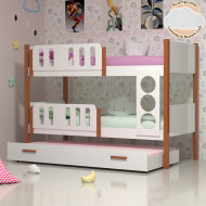 Beliche Solteiro Ônix Com Cama Auxiliar - Branco Com Mel + Acompanha Luminária Nuvem