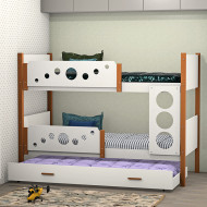 Beliche Solteiro Star Com Cama Auxiliar - Branco Com Mel 
