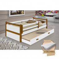Beliche Infantil Bianca + 2 Colchões Solteiro Divaloto - Branco/Amêndoa