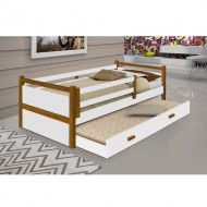 Cama Infantil Bianca Solteiro C/ Cama Auxiliar Divaloto - Branco/Mel(100)