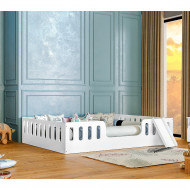 Cama Intanfil Helo Montessoriana Casal Branca Com Escorregador - Divaloto