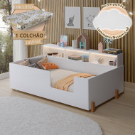 Cama Montessoriana Doçura Juvenil Branca Acompanha Uma Luminária + Colchão