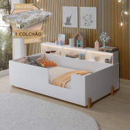 Cama Infantil Doçura Branca Juvenil + Colchão