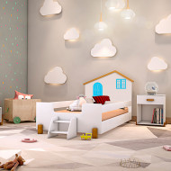 Cama Infantil Juvenil Belissima Azul - Branco E Mel