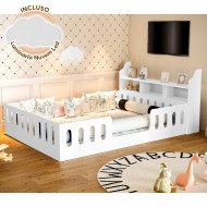 Cama Montessoriana Helo Com Nicho + Luminária Led - Branco (100)