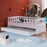 Cama Infantil Lara Solteiro Com Cama Auxiliar Branco