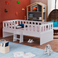 Cama Juvenil Lara Solteiro Com Escadinha Branco