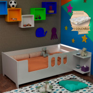 Cama Juvenil Livia Com Led Usb Prateleiras Divalotto Acompanha Colchão D18 - Branco