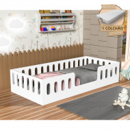 Cama Infantil Montessoriana Helo Solteiro Com Colchão - Branca(100)