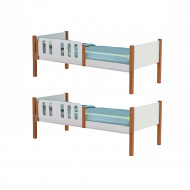 Kit 2 Camas Infantil Solteiro Ônix - Branco/Mel - Divaloto Móveis