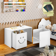 Mesa Infantil Alegra Smile Montessoriana Com 1 Cadeira E 1 Nicho - Branca Incluso Lousa Mágica