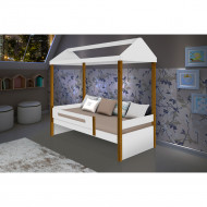 Cama Infantil Solteiro Design Montessoriana Sara Divaloto - Branco/Mel