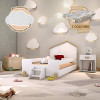 Cama Infantil Com Colchão E Escadinha Juvenil Ayla Branca E Natural Acompanha Luminária Led - 1