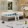 Cama Juvenil Lara Solteiro Com Escadinha Branco E Cinza - 1