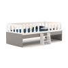 Cama Juvenil Lara Solteiro Com Escadinha Branco E Cinza - 3