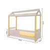Cama Montessoriana Infantil Casinha Solteiro Jhulia Grade Rosa - Branco E Natural - 3