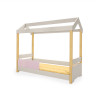 Cama Montessoriana Infantil Casinha Solteiro Jhulia Grade Rosa - Branco E Natural - 2