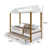 Cama Montessoriana Infantil Sara Solteiro C/ Led E Cama Auxiliar - Branco/Mel - 4