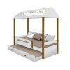 Cama Montessoriana Infantil Sara Solteiro C/ Led E Cama Auxiliar - Branco/Mel - 3